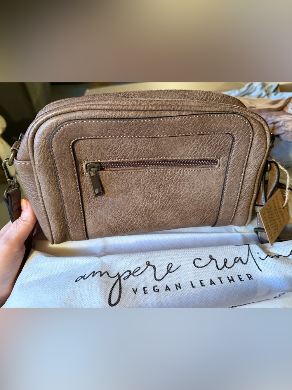 Ampere Creations Brown Crossbody Bag in Vegan Leather